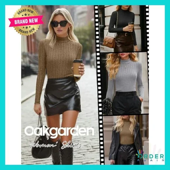 Mock Turtleneck Sweaters Ribbed Knit Slim Fit Thermal Pullover 3 Pack